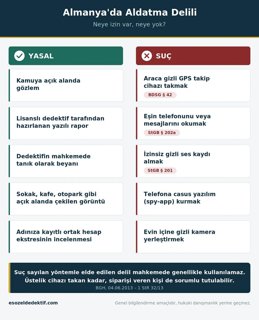 Almanya'da yasal ve suç sayılan delil toplama yöntemleri karşılaştırması