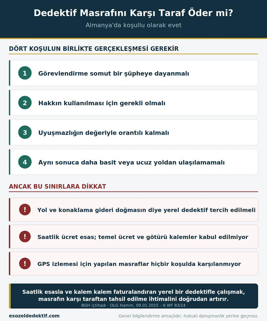 Almanya'da dedektif masrafının karşı taraftan tahsil edilme koşulları